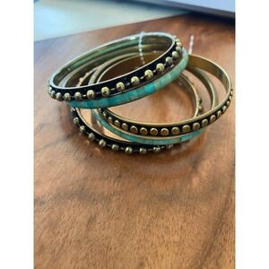 Women's Bangle Bracelet Set Turquoise Tone Gold Black Tone Jewelry‎